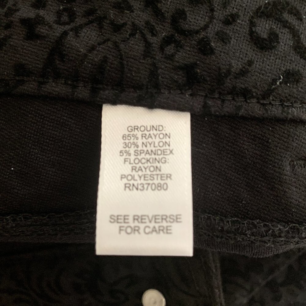 Black Paisley Ankle Pants Sz. 12 Rayon/Nylon/Spandex